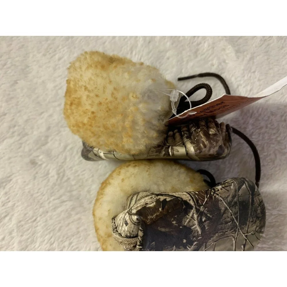 WEBERS BABY 0-6 Months CAMO W/ WOOL MOCCASINS SLIPPERS LEATHER Real Tree AP NEW